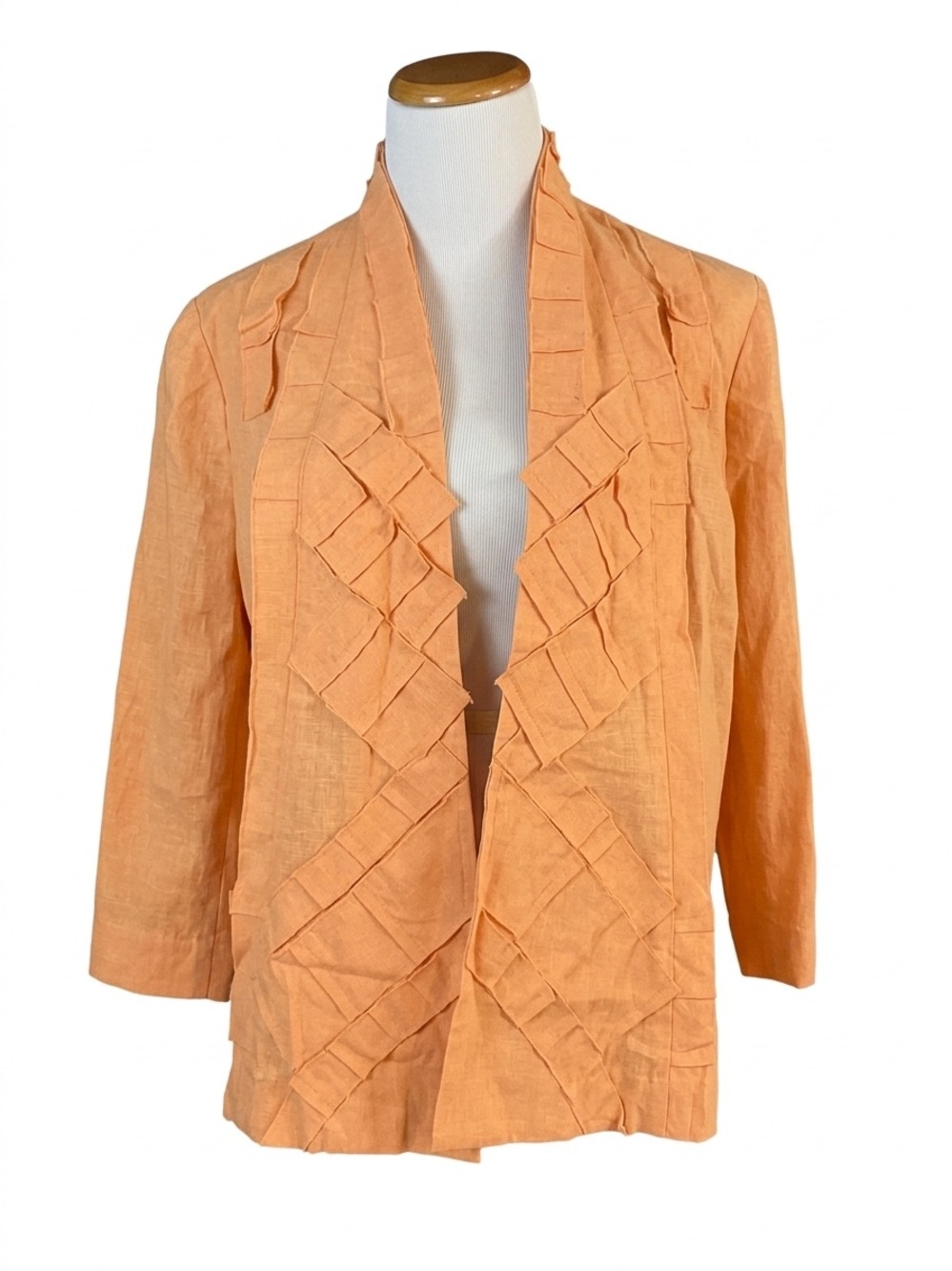 Chico's Peach Ruffle-Trim Linen Blazer Size 2/ Large